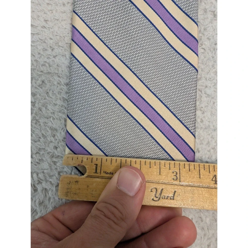 VTG Brooks‎ Brothers Tie Mens Necktie Purple Silver Makers Striped Silk USA MADE